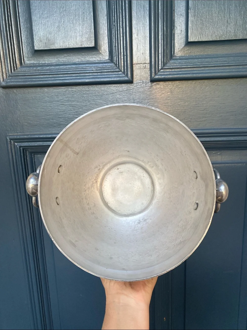 Hammered Metal Wine Cooler Ice Bucket in Silver